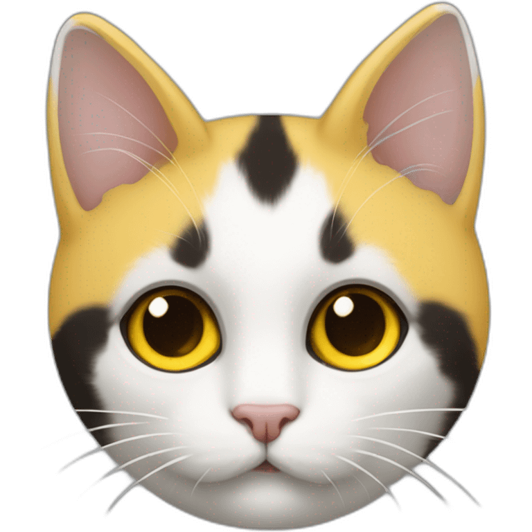 Una gata-blanca-negra-amarilla-pelota emoji