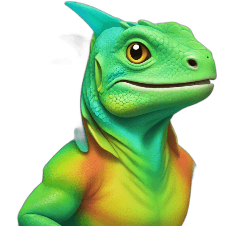 Y Rainbow iguana emoji