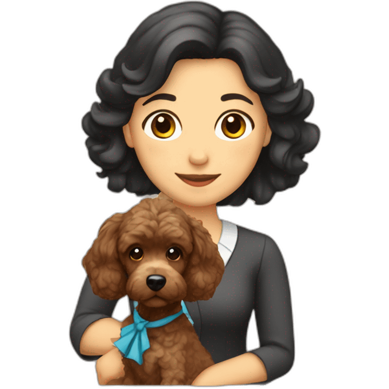 Brown Cockapoo with female teacher with black hair emoji