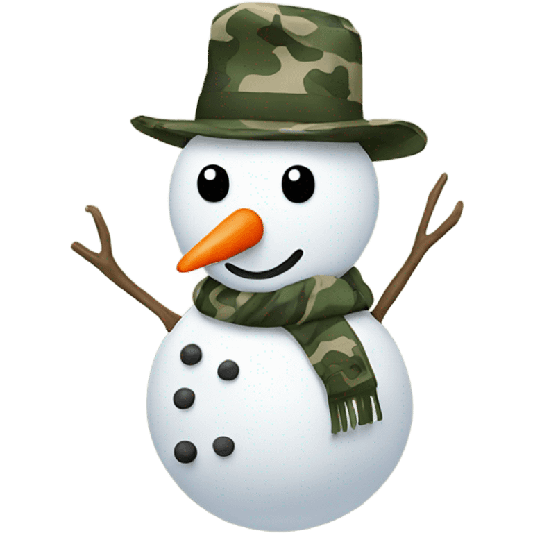 Snow man with a camo shirt  emoji