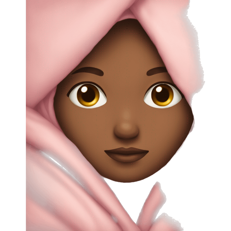 Girl wrapped up in pastel pink blanket emoji