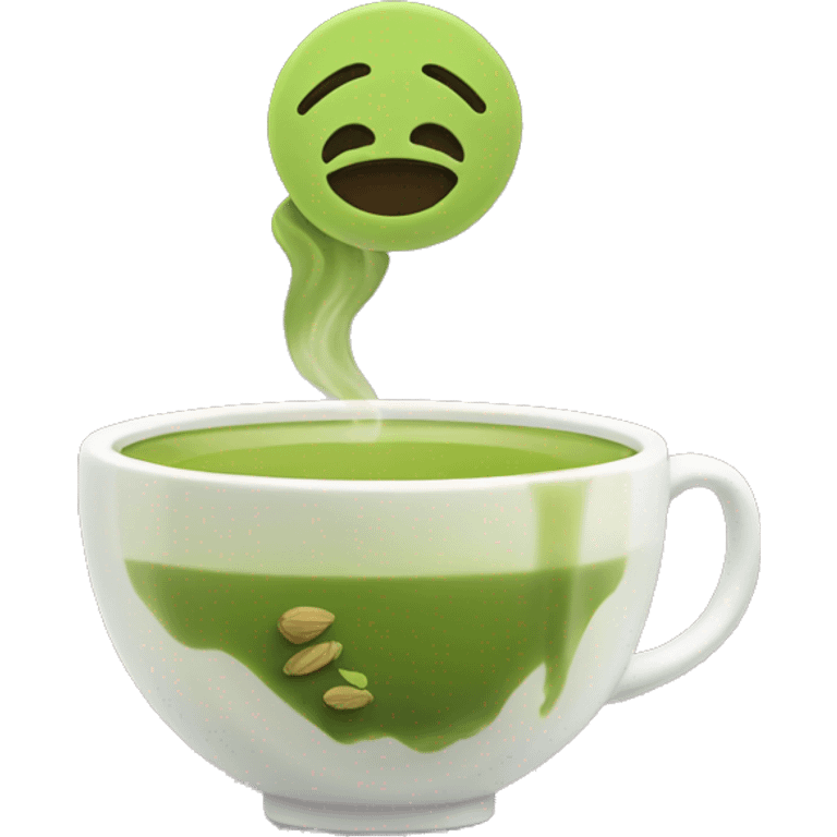 Matcha tea with cha sign on it  emoji