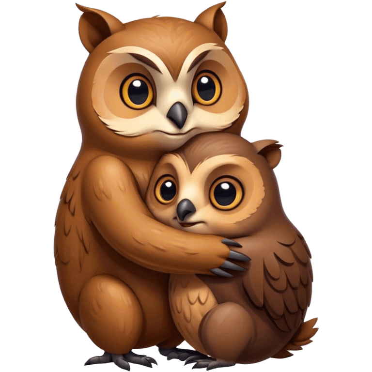 owl hugs beaver emoji