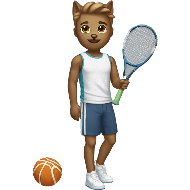 Gato de shorts e camiseta e tenis emoji