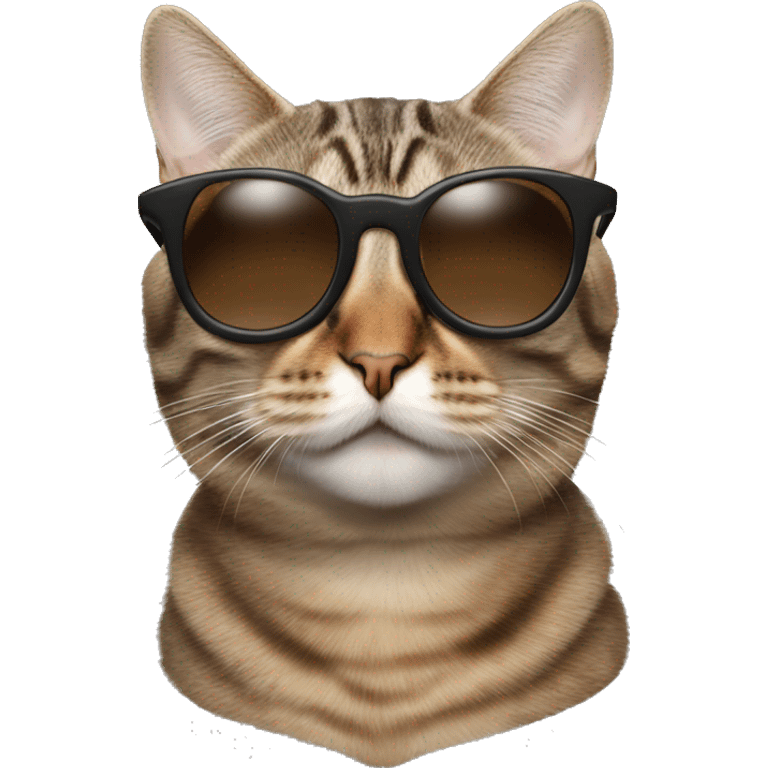 Brown and grey tabby Cat with John Lennon sunglasses emoji