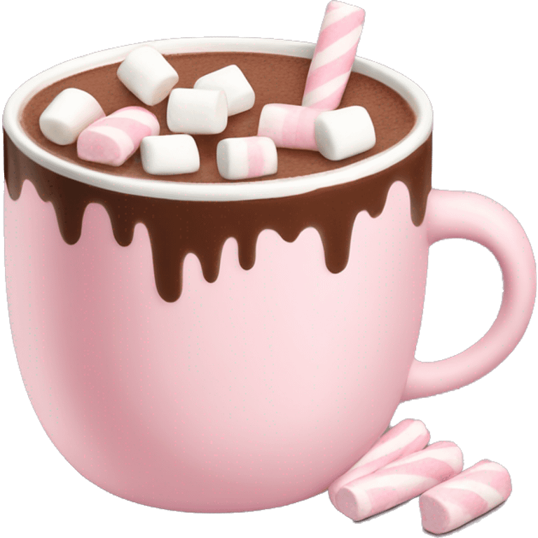 Light Pink mug of hot chocolate with marshmallows  emoji