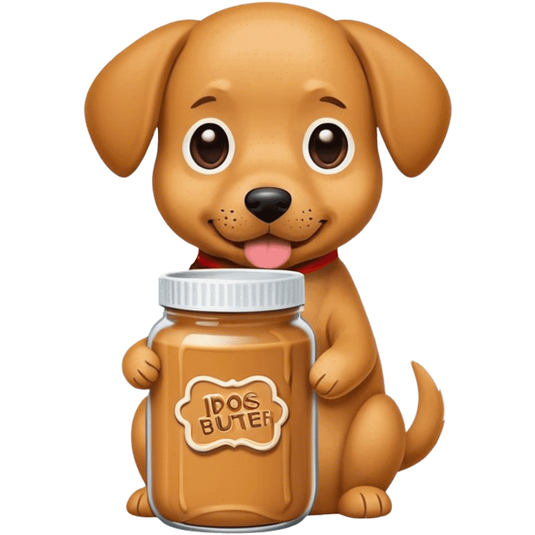 A dog with a jar of peanut butter emoji