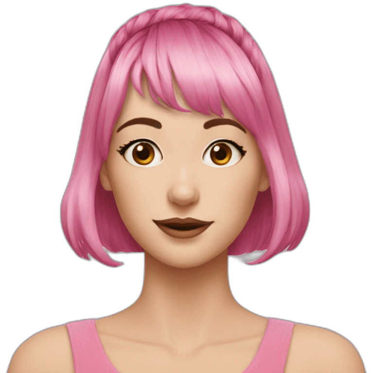 short pixie bangs platinated woman pink hairband emoji