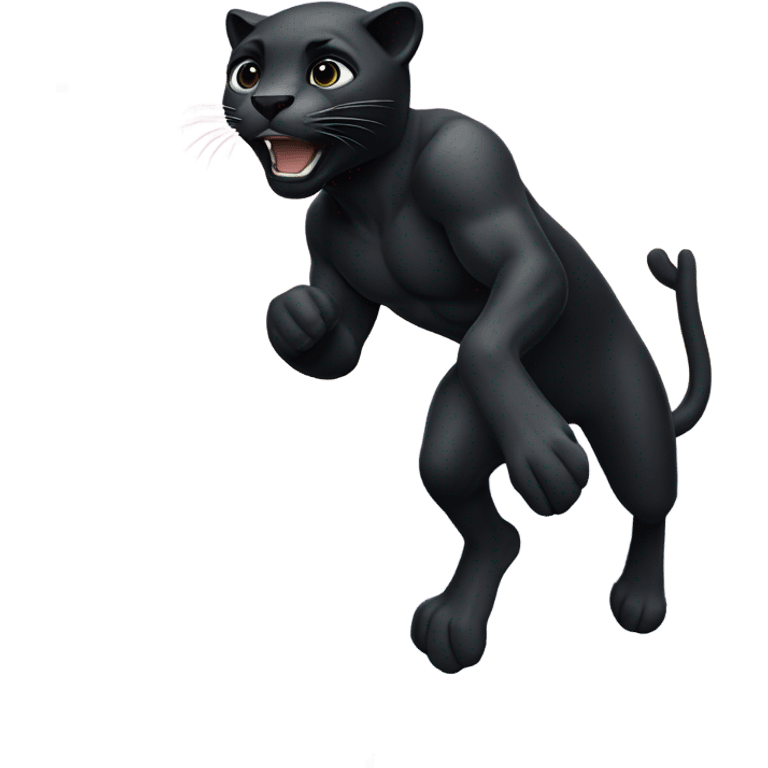 Black panther cliff diving into ocean emoji