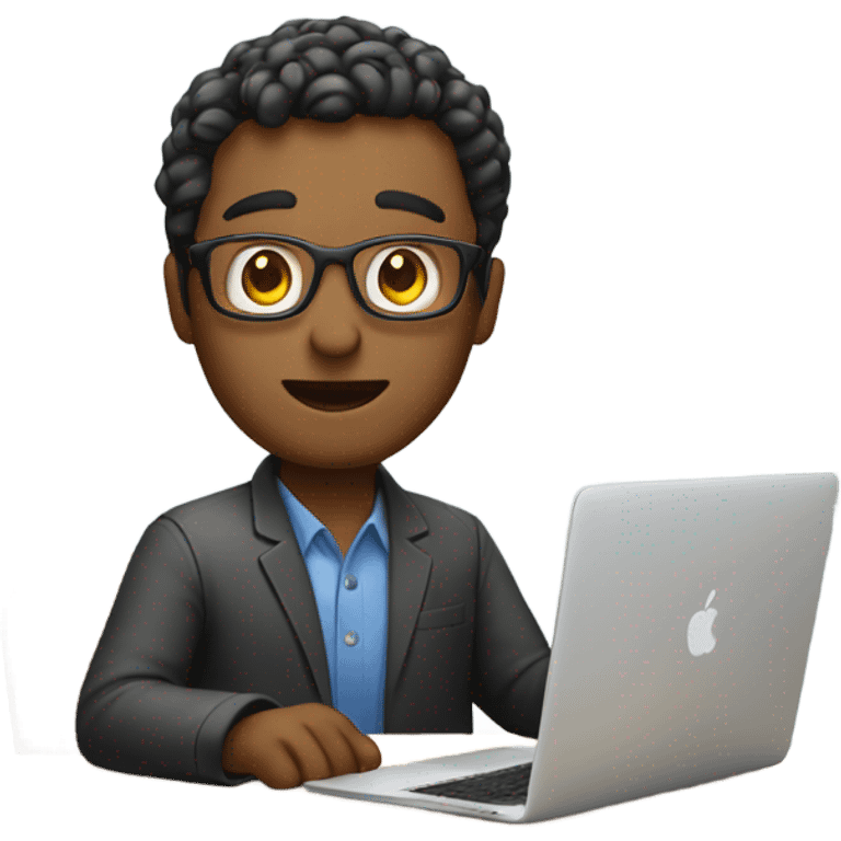 worker at desk with macbook emoji