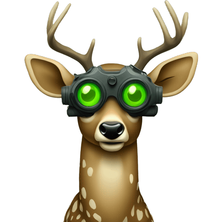 Camouflaged deer with night vision goggles emoji