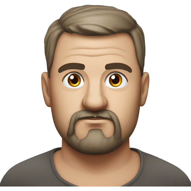 Photorealism A plump serious man of Slavic appearance with litle eyes with a goatee beard and mustache, with a  short haircut, big detailed face, wrinkled face emoji