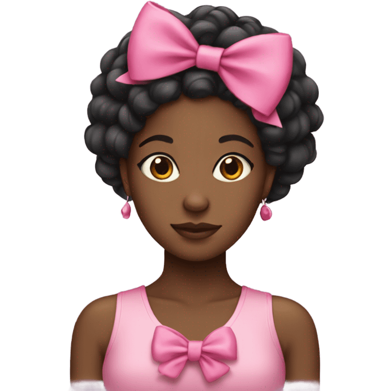 Black girl with a pink bow in her hair  emoji