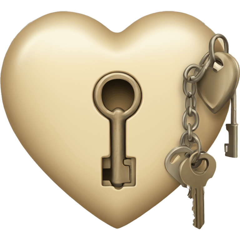 vintage beige heart-shaped lock and key emoji