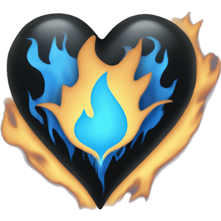 black heart with blue flames emoji