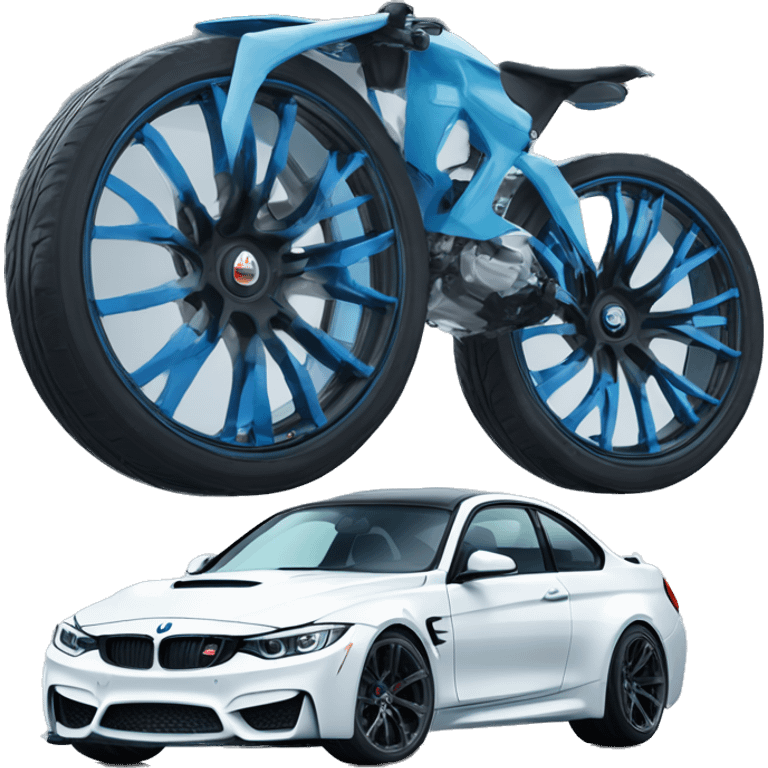 mineral white m3 with black wheels and blue calipers driving in the rain emoji