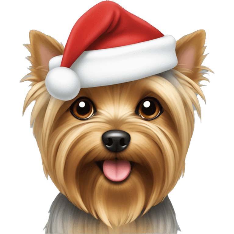 Yorkie with a Santa hat emoji