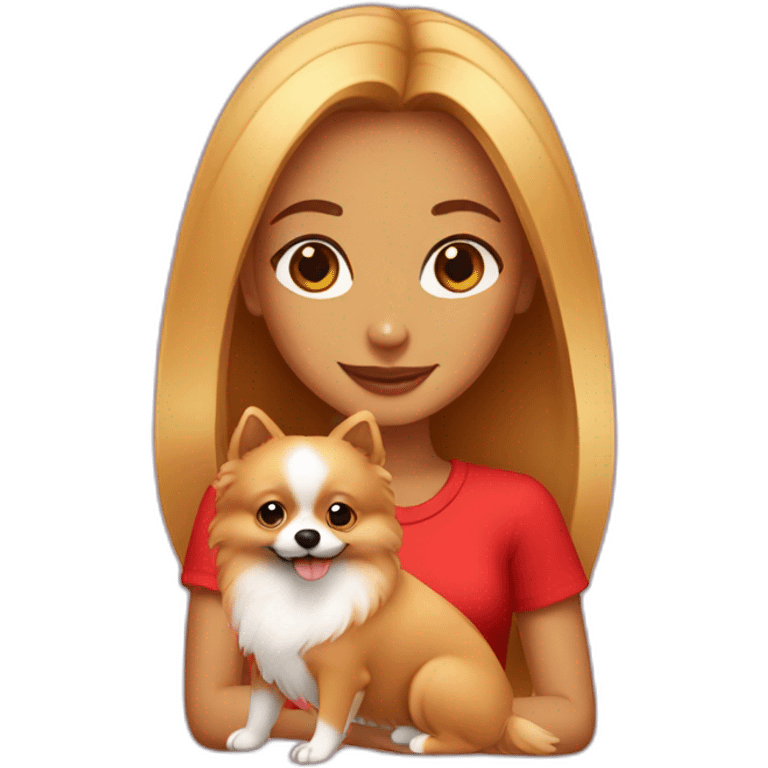 girl with red pomeranian emoji