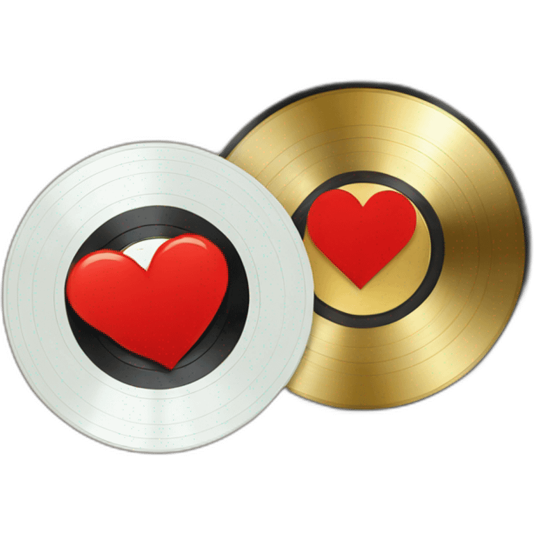 Vinyl record with a red heart  emoji