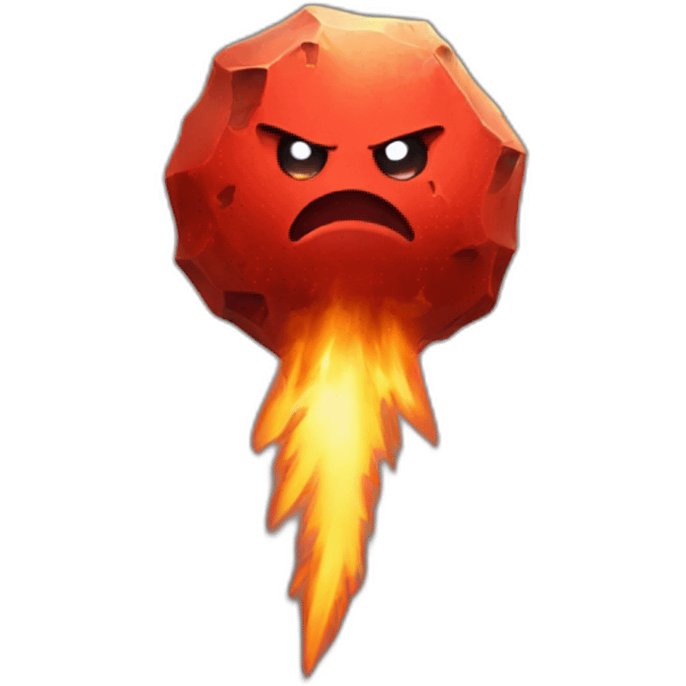 red meteor with angry face emoji