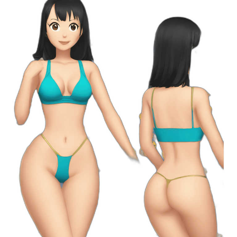 nico robin full body pawg micro swimsuit only back focus emoji