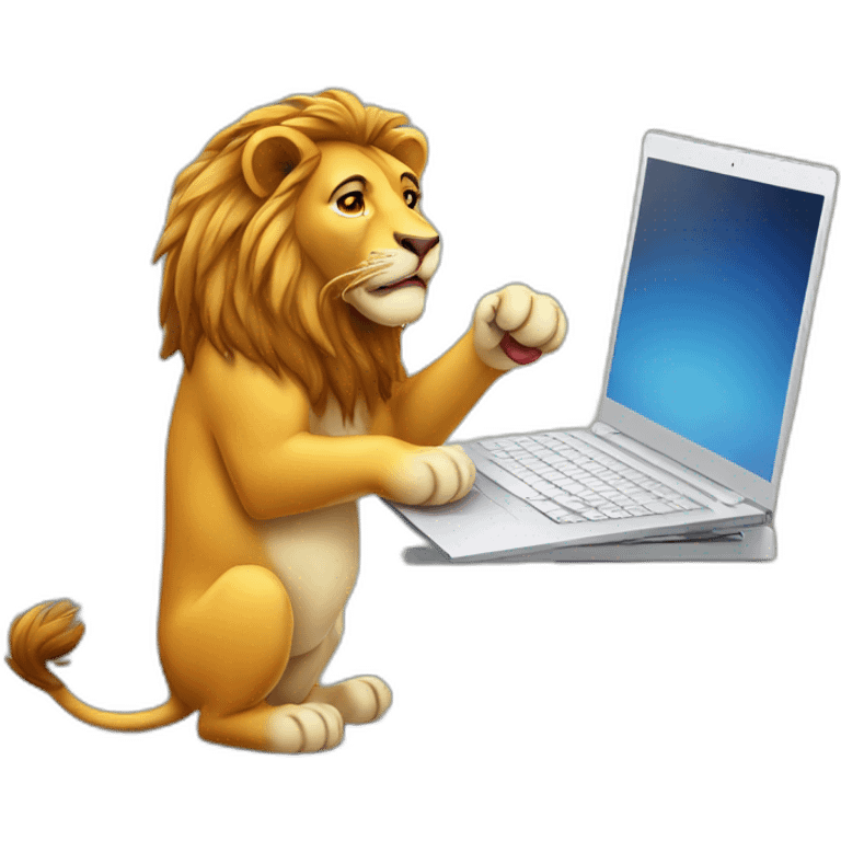 lion working with labtop emoji