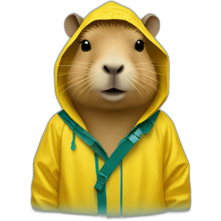 Capybara in a yellow rain jacket  emoji