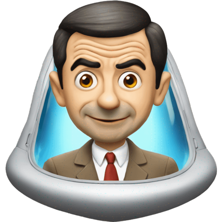 mr bean going to rocket emoji