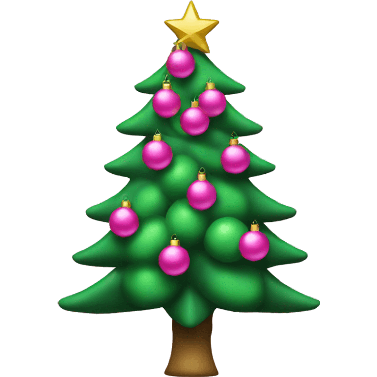 Green Christmas tree with pink balls emoji