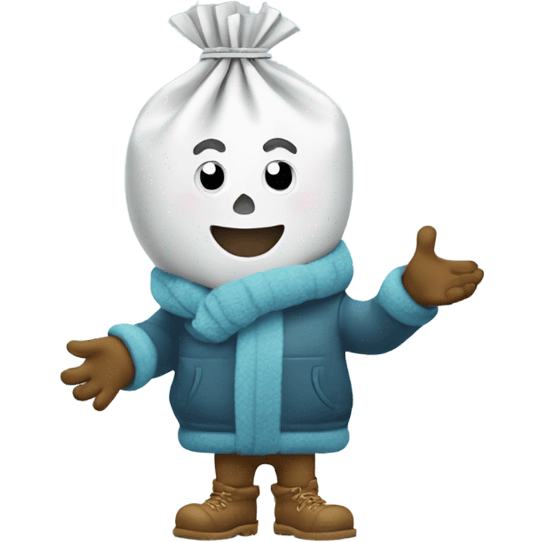 happy bag of snow holding a dollar in his hand emoji