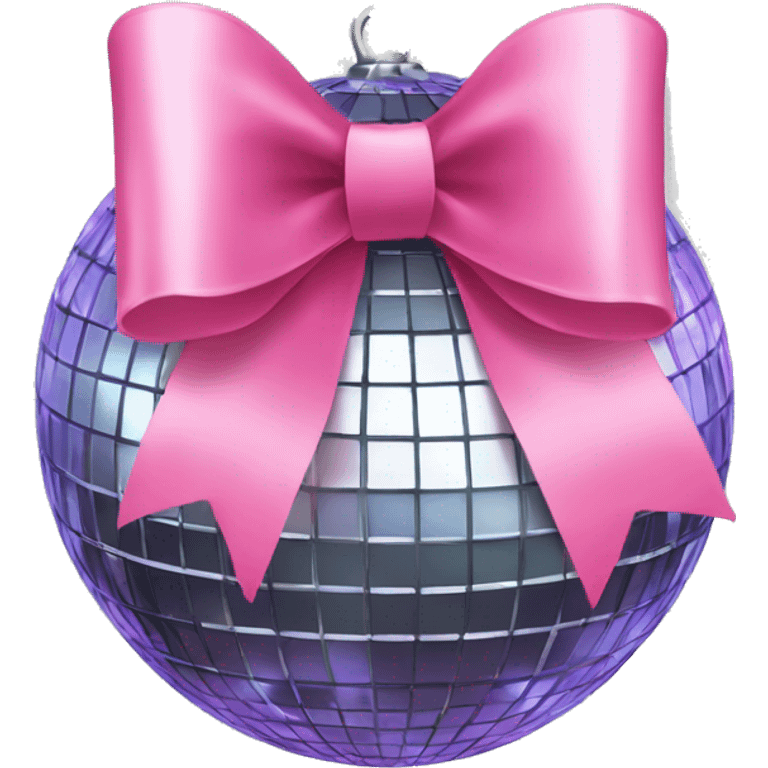 a disco ball with pink big bow emoji