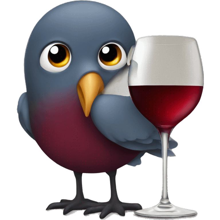 A bird hiding a glass of red wine emoji