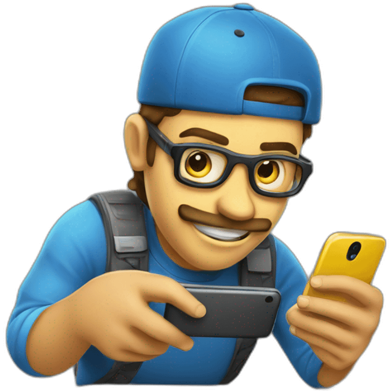 gamer playing with he's smart phone emoji