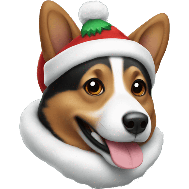 Black corgi in Christmas costume  emoji