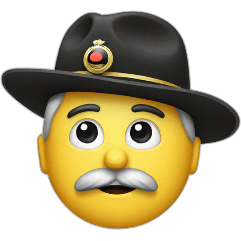 German Dictator with skinny mustache and hat raising hand emoji