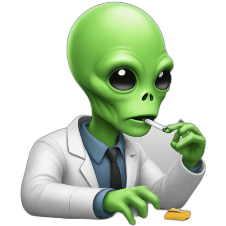 alien smoking at work emoji