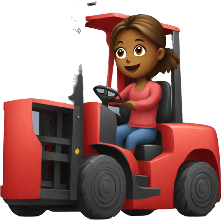 Girl on a red forklift emoji