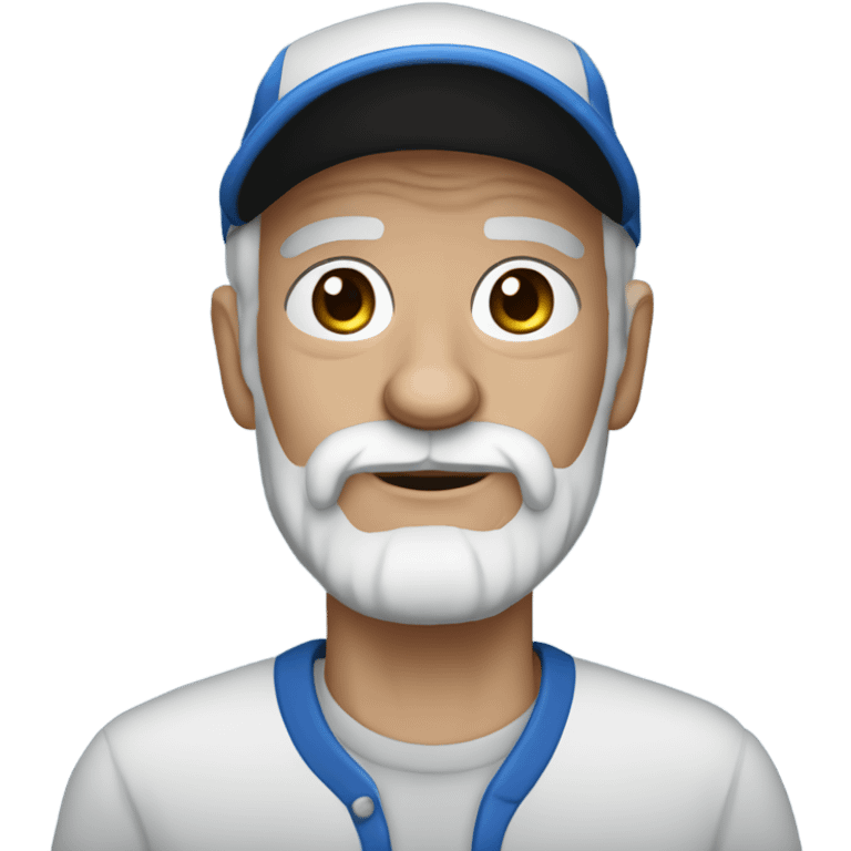 Blue eyed Old man with goatee beard ball cap holding black Chihuahua long hair emoji