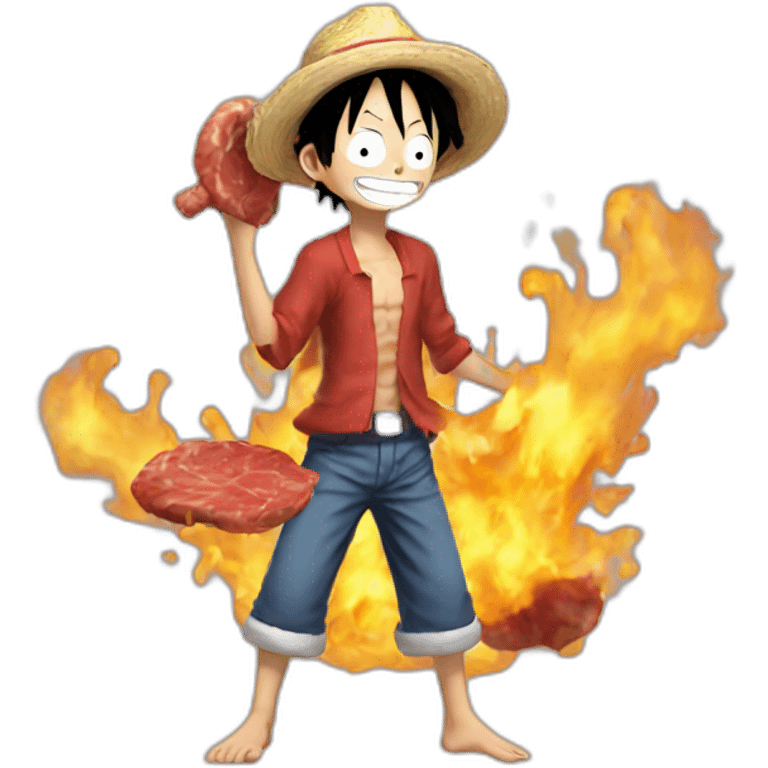 Luffy hug Frying Meat emoji