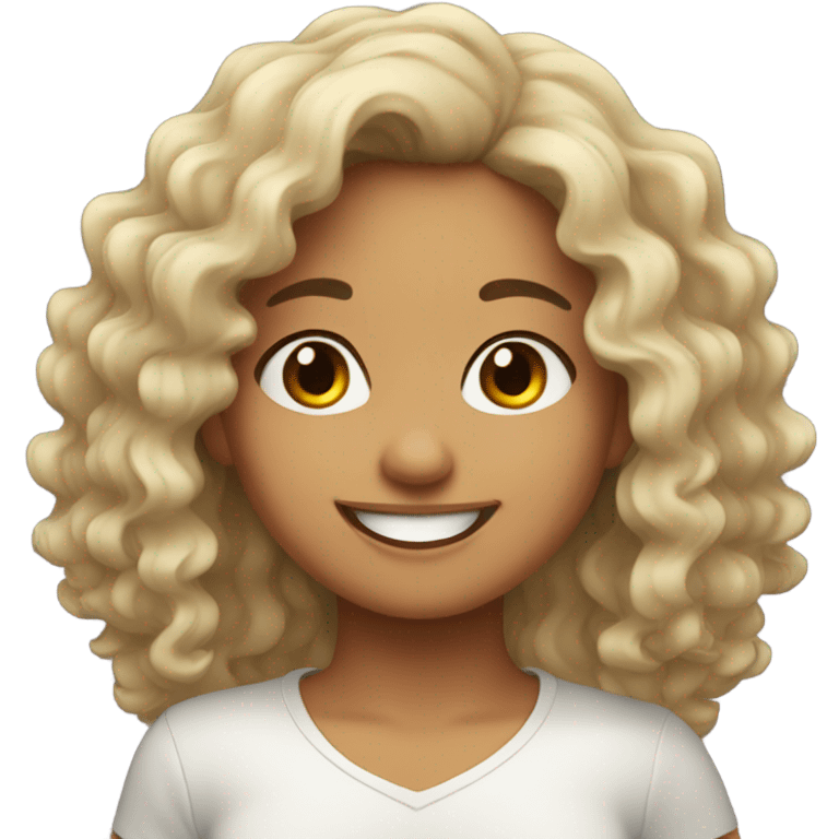 cute mexican girl with wavy hair smiling  emoji