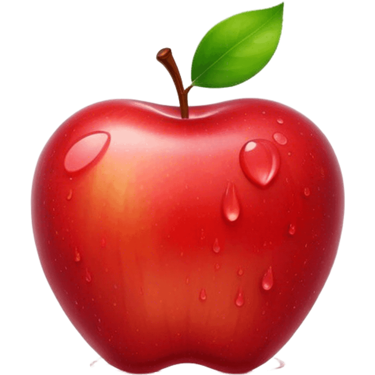 Cinematic Realistic Apple Emoji, Fresh and vibrant, with a crisp, red skin glistening with droplets of water. The smooth, shiny surface catches the light, while the green stem adds a natural touch. Soft glowing outline, capturing the essence of health, sweetness, and freshness in a crisp apple! emoji