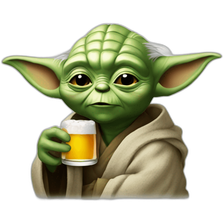 Yoda drinking a beer emoji