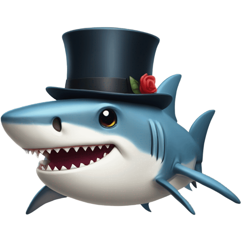 Shark with a top hat emoji