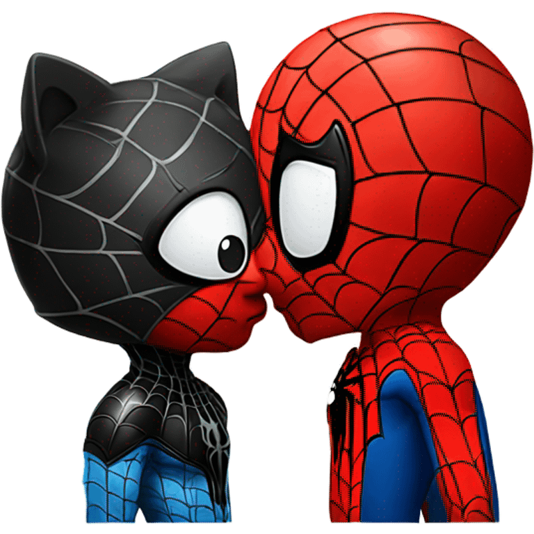 Spiderman and hello kitty kissing  emoji