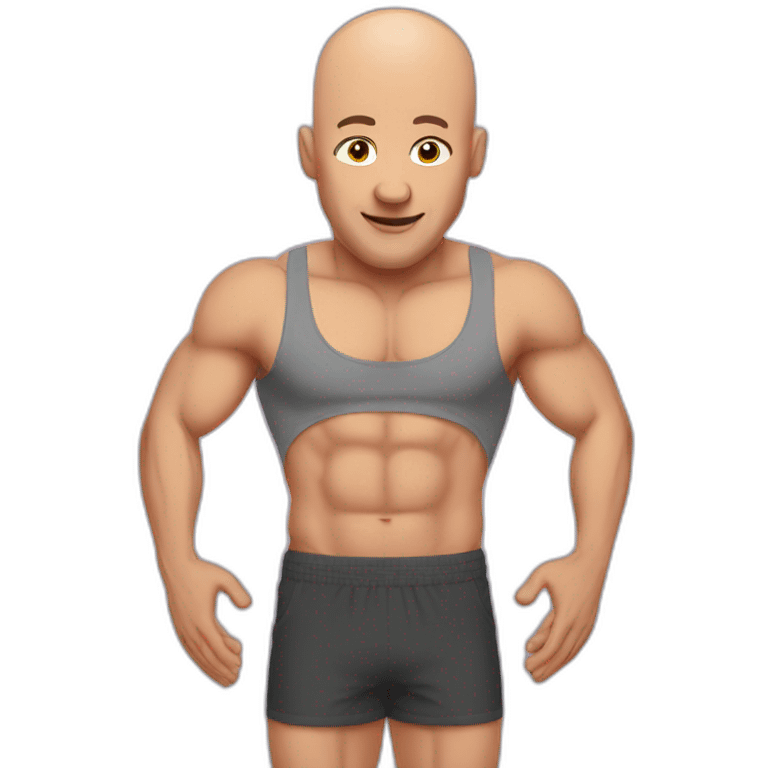 Muscle bald man handstand emoji