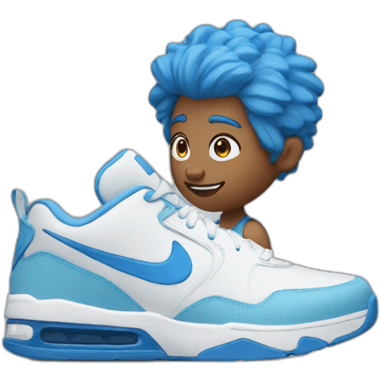 Person with a blue hair and Nike shoes  emoji