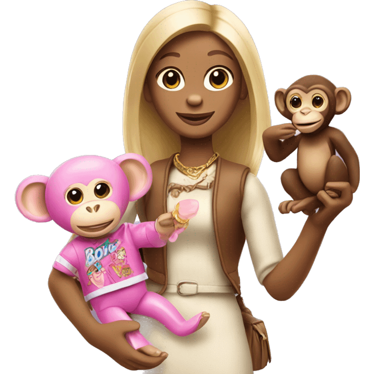 Monkey with a Barbie doll in her hand  emoji