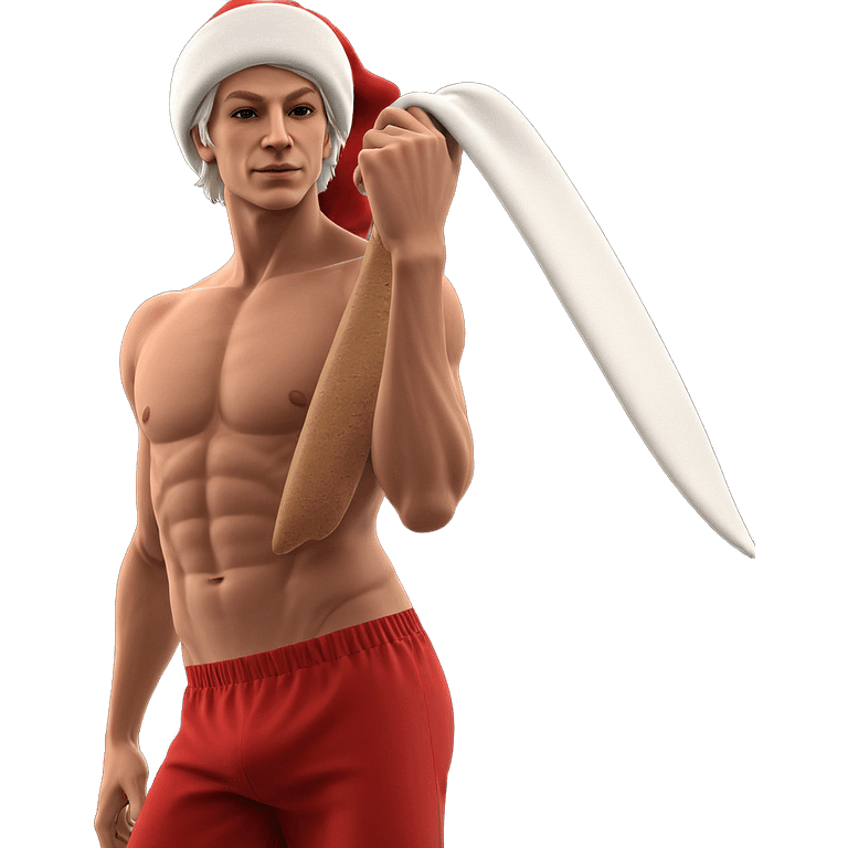 topless boy with santa hat emoji