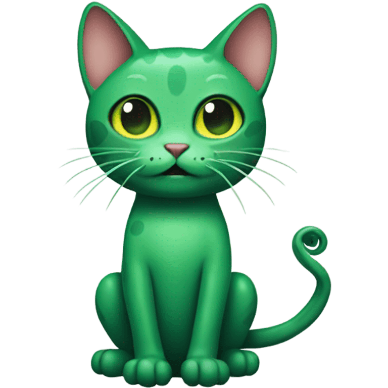 A green cat with octopus arms emoji