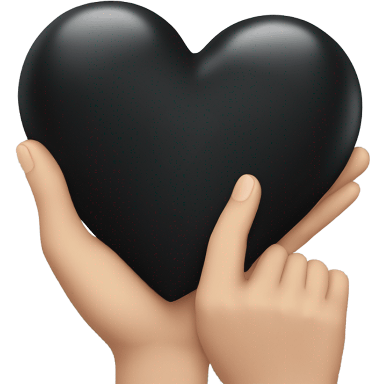 hand holding a black heart emoji